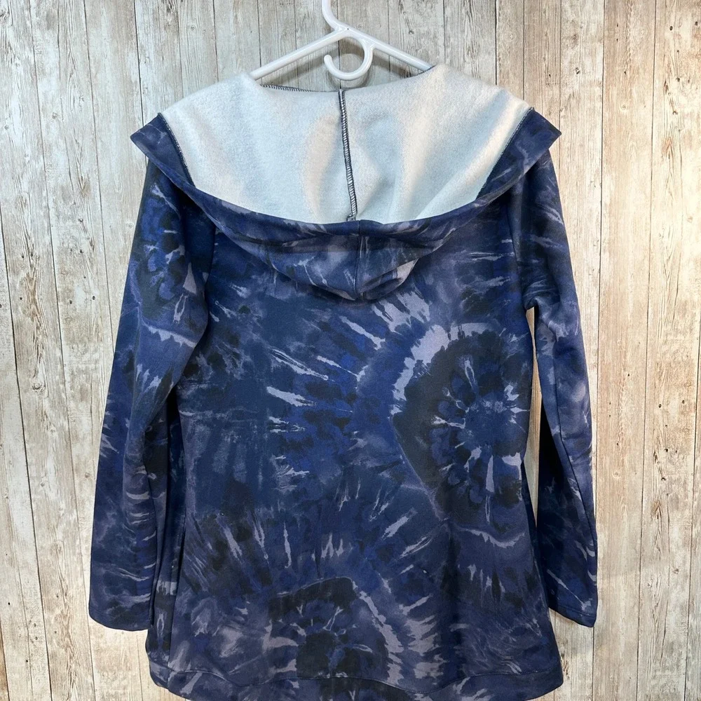 Marled Reunited Clothing Faux Tie Dye Fleece Hooded Cardigan Jacket S‎ Oversized